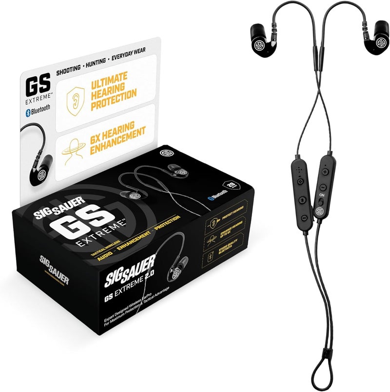 AXIL سماعات أذن SIG SAUER GS Extreme 2.0 للرصاص – تعزيز السمع وعزل الضوضاء سماعات بلوتوث – مع مكبرات صوت ديناميكية – 25 ساعة - Image 1